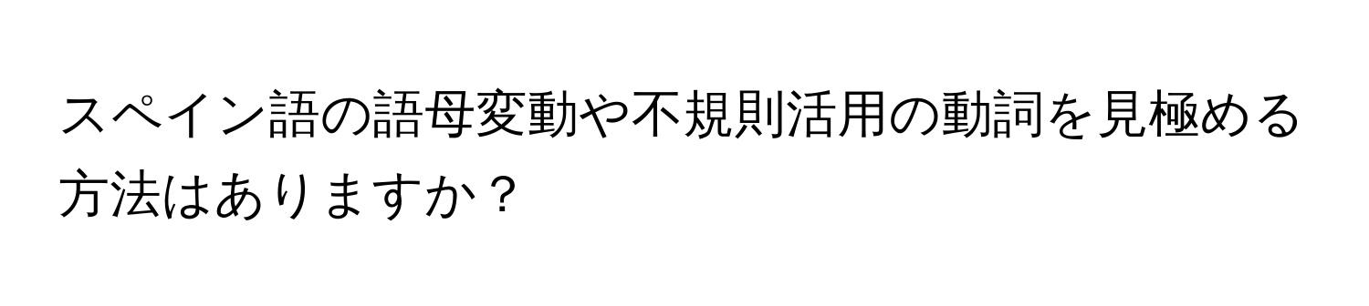 スペイン語の語母変動や不規則活用の動詞を見極める方法はありますか？