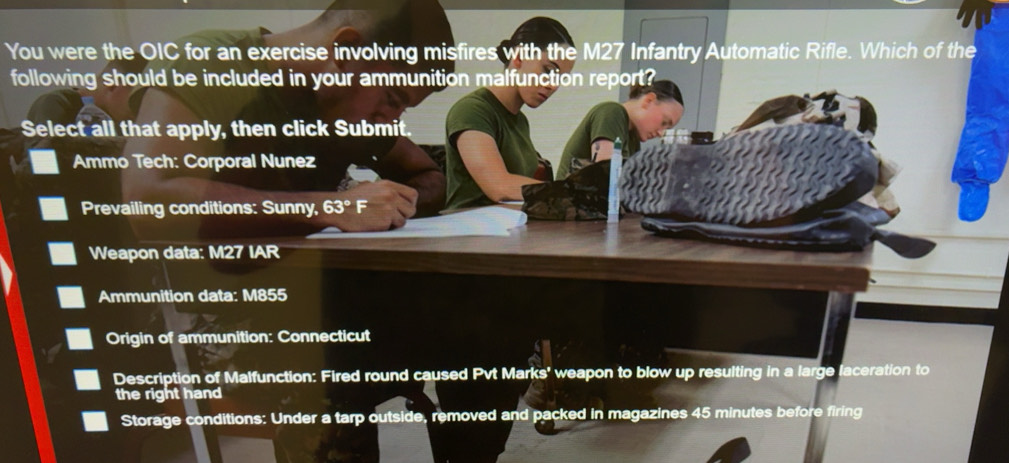 Solved: You were the OIC for an exercise involving misfires with the ...