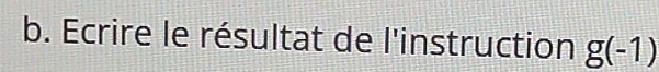 Ecrire le résultat de l'instruction g(-1)