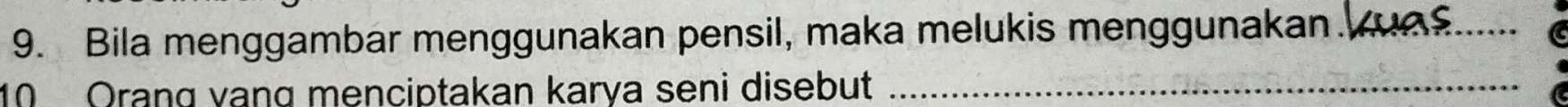 Bila menggambar menggunakan pensil, maka melukis menggunakan Yuas
10 Örang vạng menciptakan karva seni disebut_