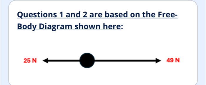 and 2 are based on the Free-
Body Diagram shown here:
25 N 49 N