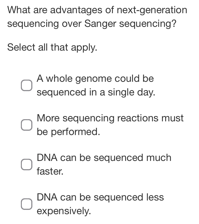 Solved: What are advantages of next-generation sequencing over Sanger ...