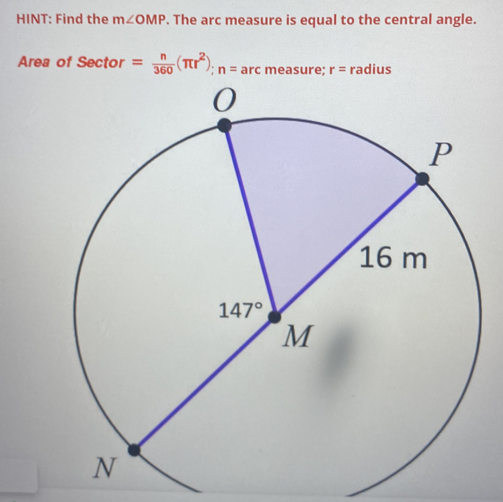 Solved: HINT: Find the m∠ OMP. The arc measure is equal to the central ...