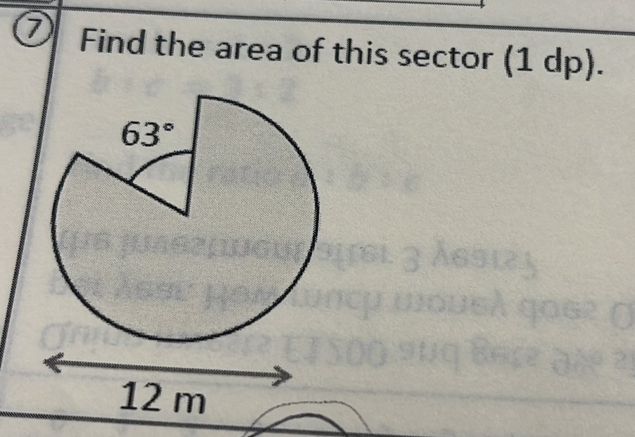 a Find the area of this sector (1 dp).