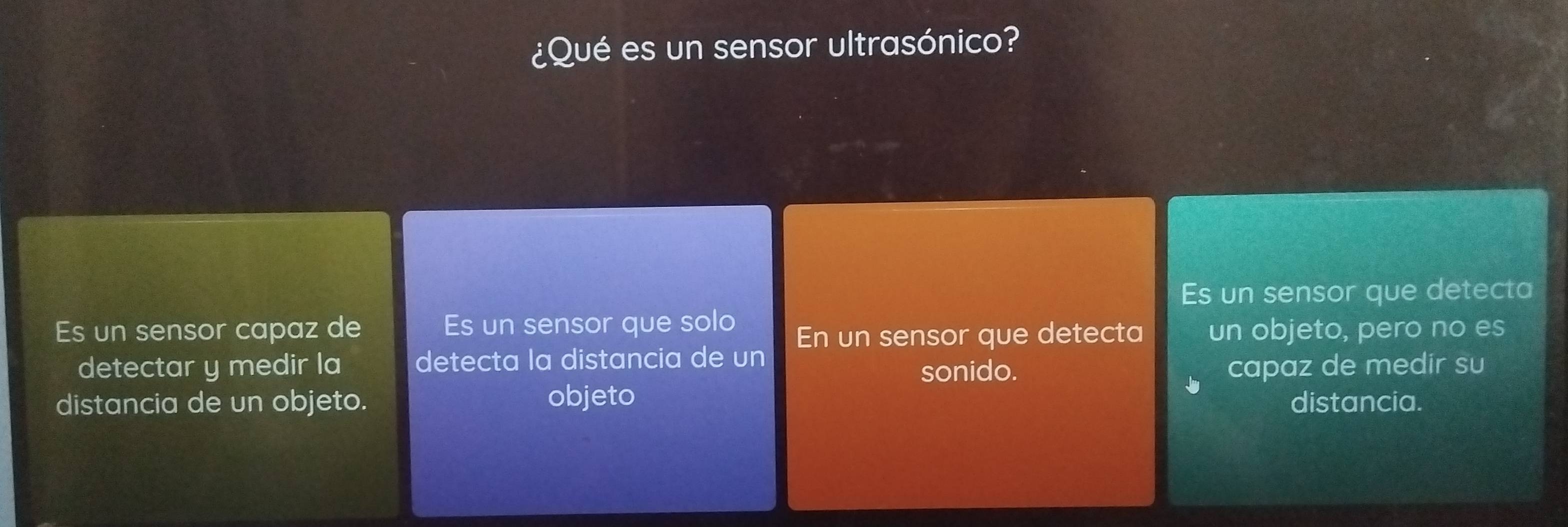 Resuelto:¿Qué es un sensor ultrasónico? Es un sensor que detecta Es un ...