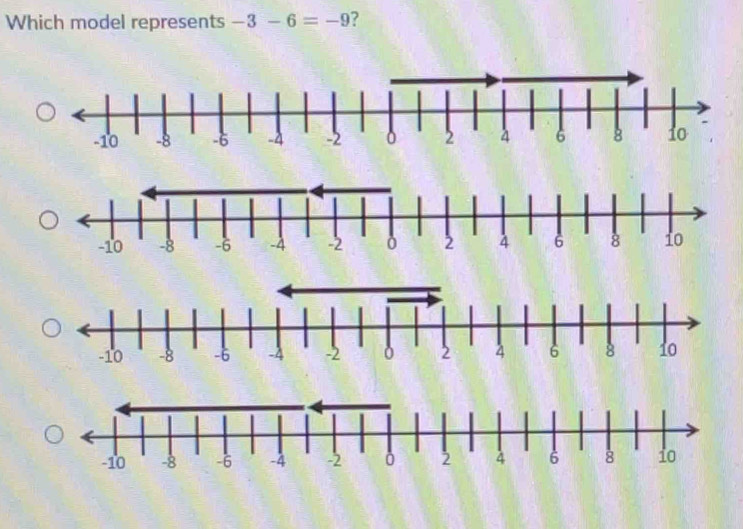 Which model represents -3-6=-9 ?