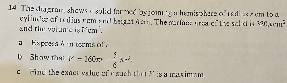 Selesai:The diagram shows a solid formed by joining a hemisphere of ...