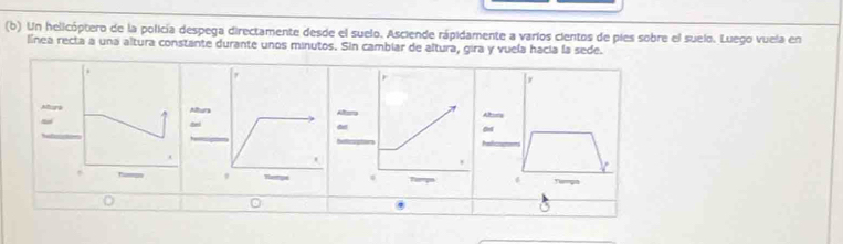 Un helicóptero de la policía despega directamente desde el suelo. Asciende rápidamente a varios cientos de pies sobre el suelo. Luego vuela en 
línea recta a una altura constante durante unos minutos. Sin cambiar de altura, gira y vuela hacia la sede. 
NursAltanAlbm 
dei 
d 
0