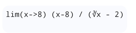 lim(x->8)(x-8)/(sqrt[3](x)-2)