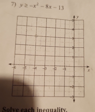 y≥ -x^2-8x-13
Solve each inequality.