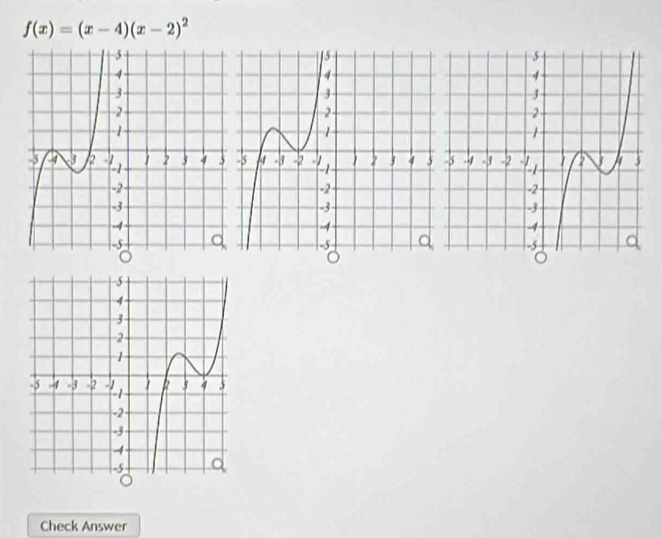 f(x)=(x-4)(x-2)^2
Check Answer