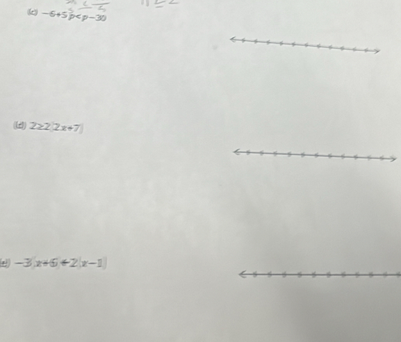 -6+5p
(2) 2≥ 2|2x+7|
-3x+6+2(x-1)