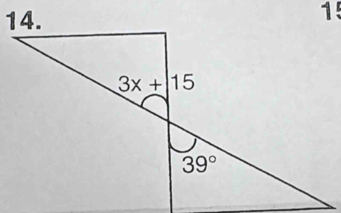 15
3x+15
39°