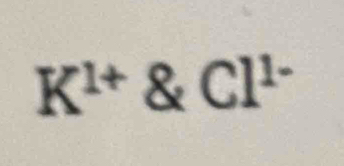 K^(1+) Cl^(1-)