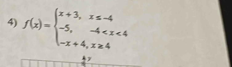 f(x)=beginarrayl x+3,x≤ -4 -5,-4
y