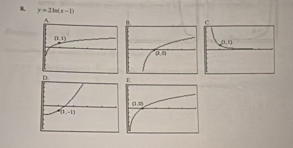 y=2ln (x-1)
B.
C.