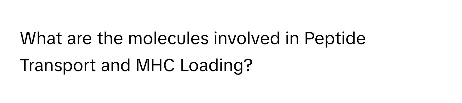 What are the molecules involved in Peptide Transport and MHC Loading?