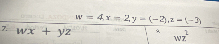 w=4,x=2,y=(-2),z=(-3)