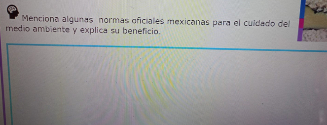 Menciona algunas normas oficiales mexicanas para el cuidado del 
medio ambiente y explica su beneficio.