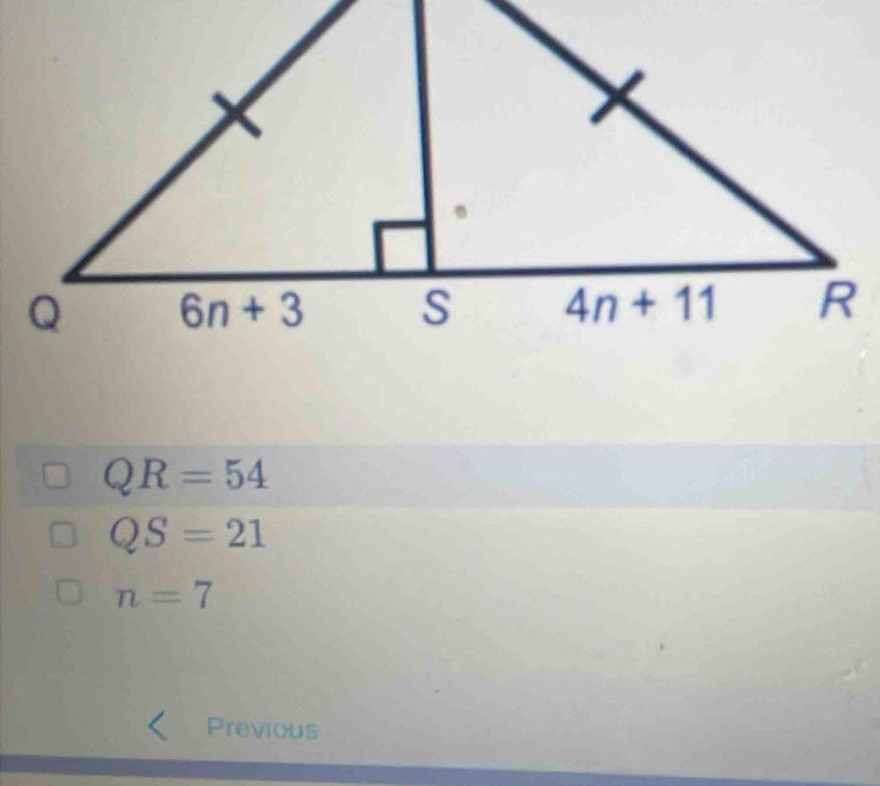 QR=54
QS=21
n=7
Previous