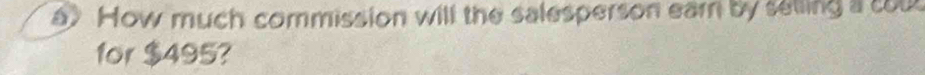 a How much commission will the salesperson earn by selling a cou 
for $495?