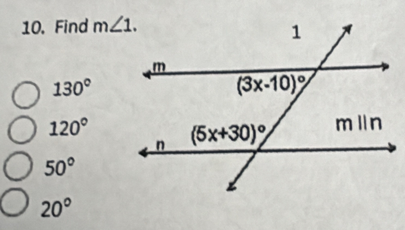 Find
130°
120°
50°
20°