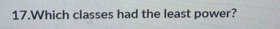 Which classes had the least power?