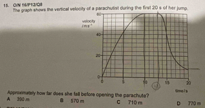 Solved: O/N 16/P12/Q8 The graph shows the vertical velocity of a ...