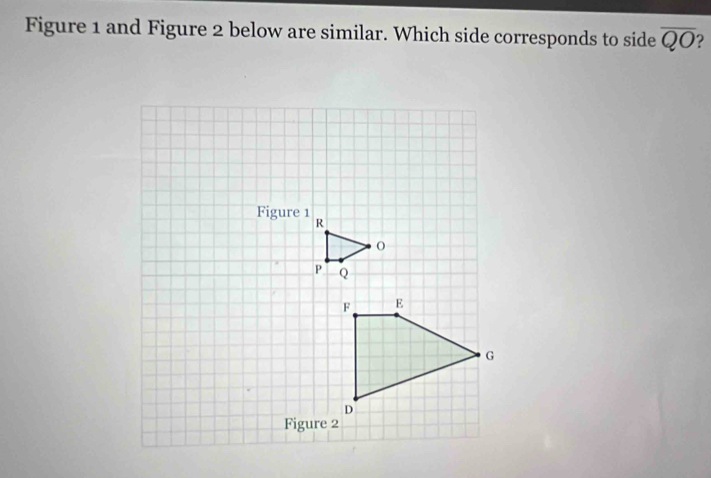 Figure 1 and Figure 2 below are similar. Which side corresponds to side overline QO