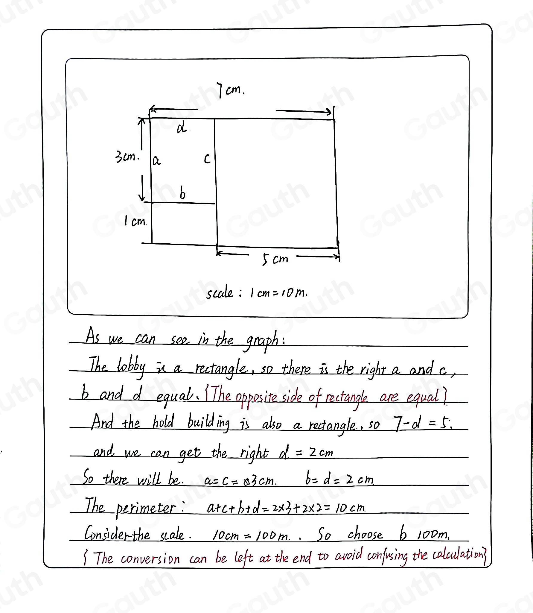 Solved: A scale drawing of a building is shown below. What is the ...