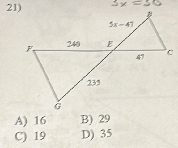 A) 16 B) 29
C) 19 D) 35