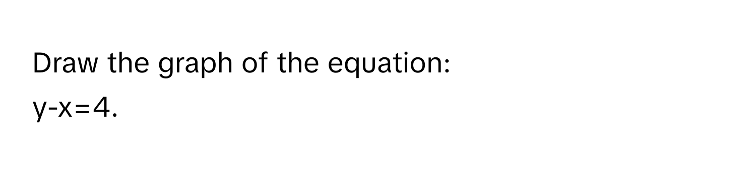 Draw the graph of the equation:
y-x=4.