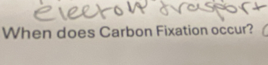 When does Carbon Fixation occur?