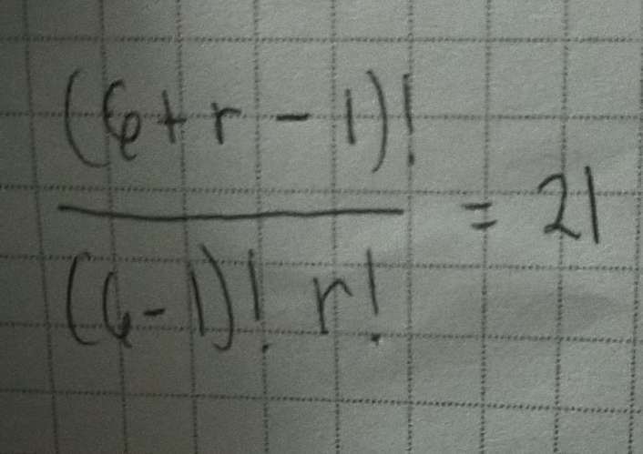  ((6+r-1)!)/(6-1)!r! =21