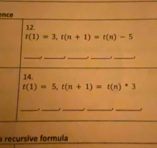 recursive formula