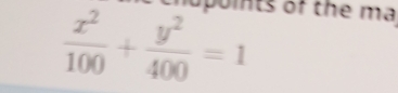 nupoints of the ma
 x^2/100 + y^2/400 =1