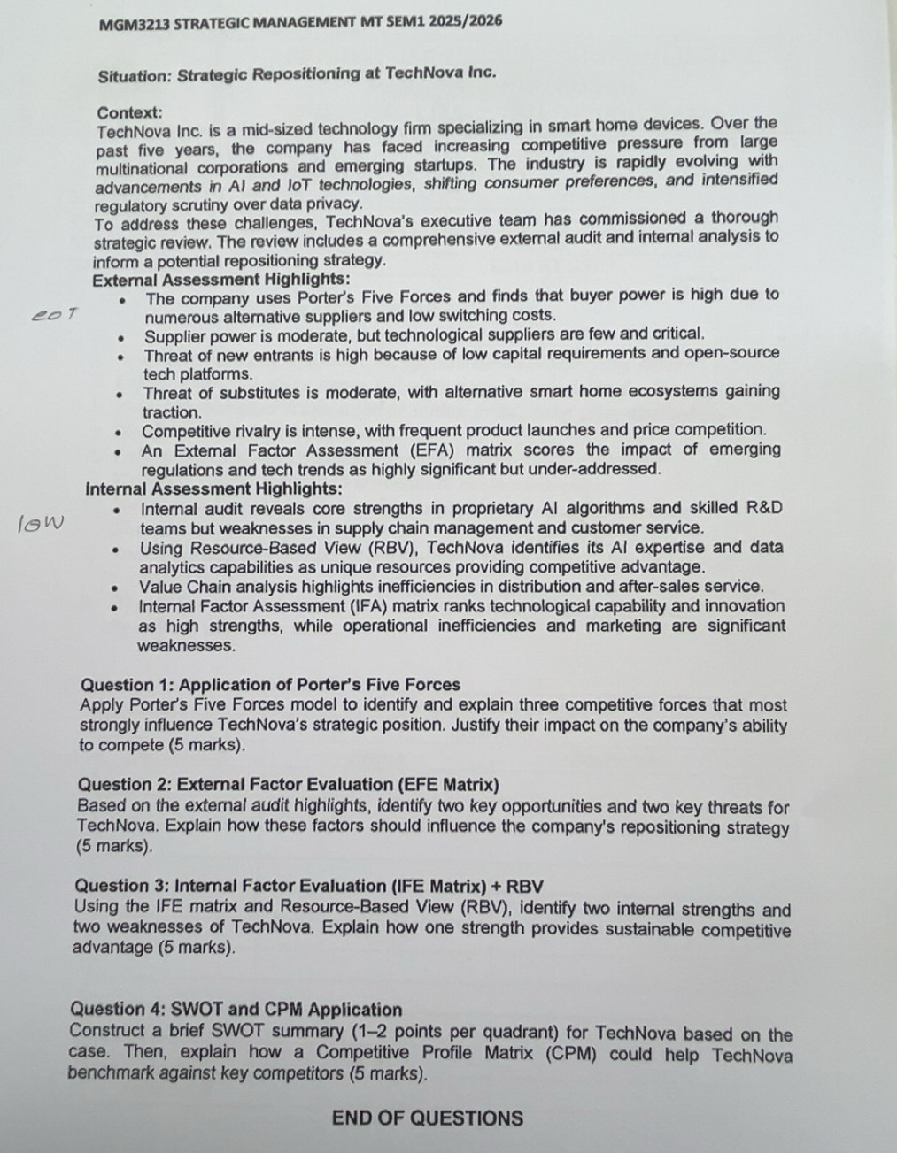 Selesai:MGM3213 STRATEGIC MANAGEMENT MT SEM1 2025/2026 Situation ...