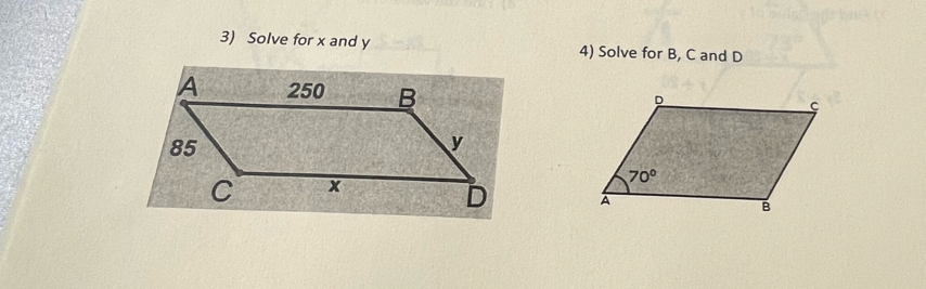 Solve for x and y 4) Solve for B, C and D