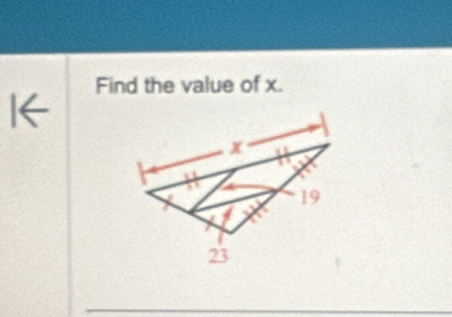 Find the value of x. 
I←