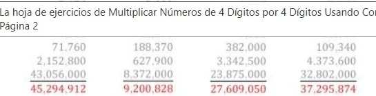 La hoja de ejercicios de Multiplicar Números de 4 Dígitos por 4 Dígitos Usando Cor
Página 2