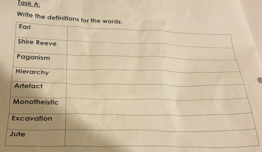 Task A: 
Write the de