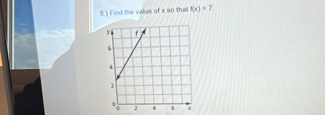 8.) Find the value of x so that f(x)=7.