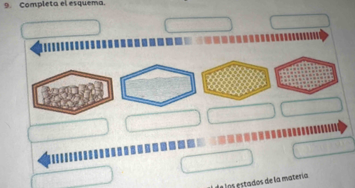 Completa el esquema. 
la los estados de la matería