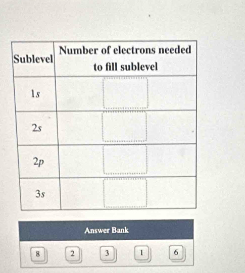 Answer Bank
8 2 3 1 6