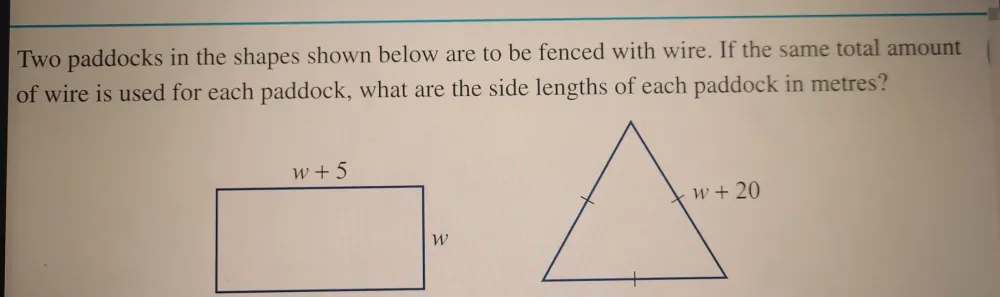 Solved: Two paddocks in the shapes shown below are to be fenced with ...
