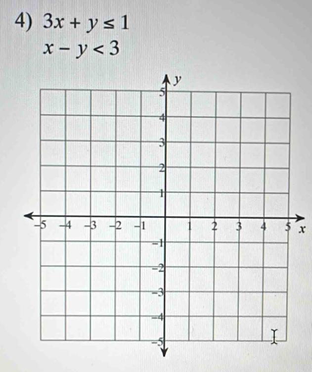 3x+y≤ 1
x-y<3</tex>
x