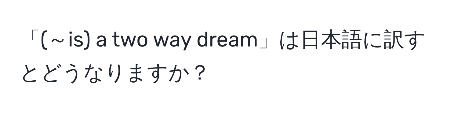 「(～is) a two way dream」は日本語に訳すとどうなりますか？