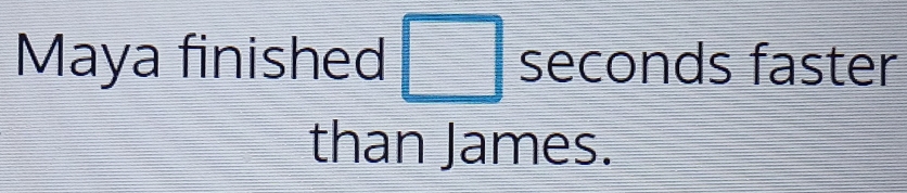 Maya finished □ seconds faster 
than James.