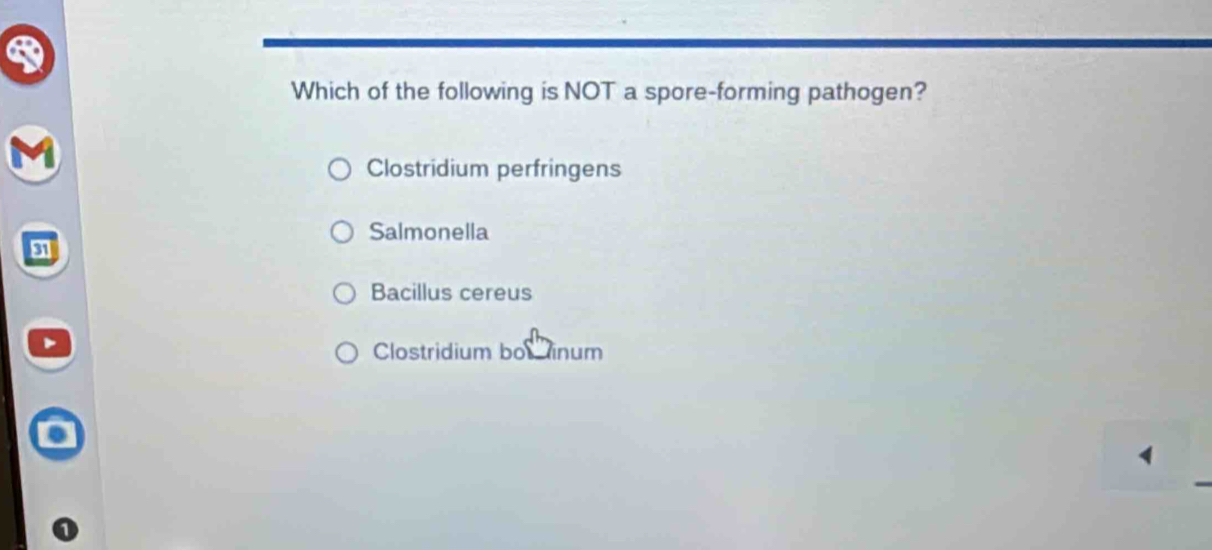 Solved: Which of the following is NOT a spore-forming pathogen ...