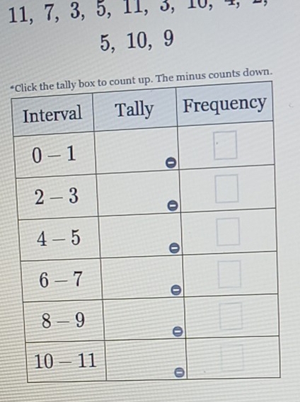 11, 7, 3, 5, 11, 3, 10, 4,
5, 10, 9
*nts down.